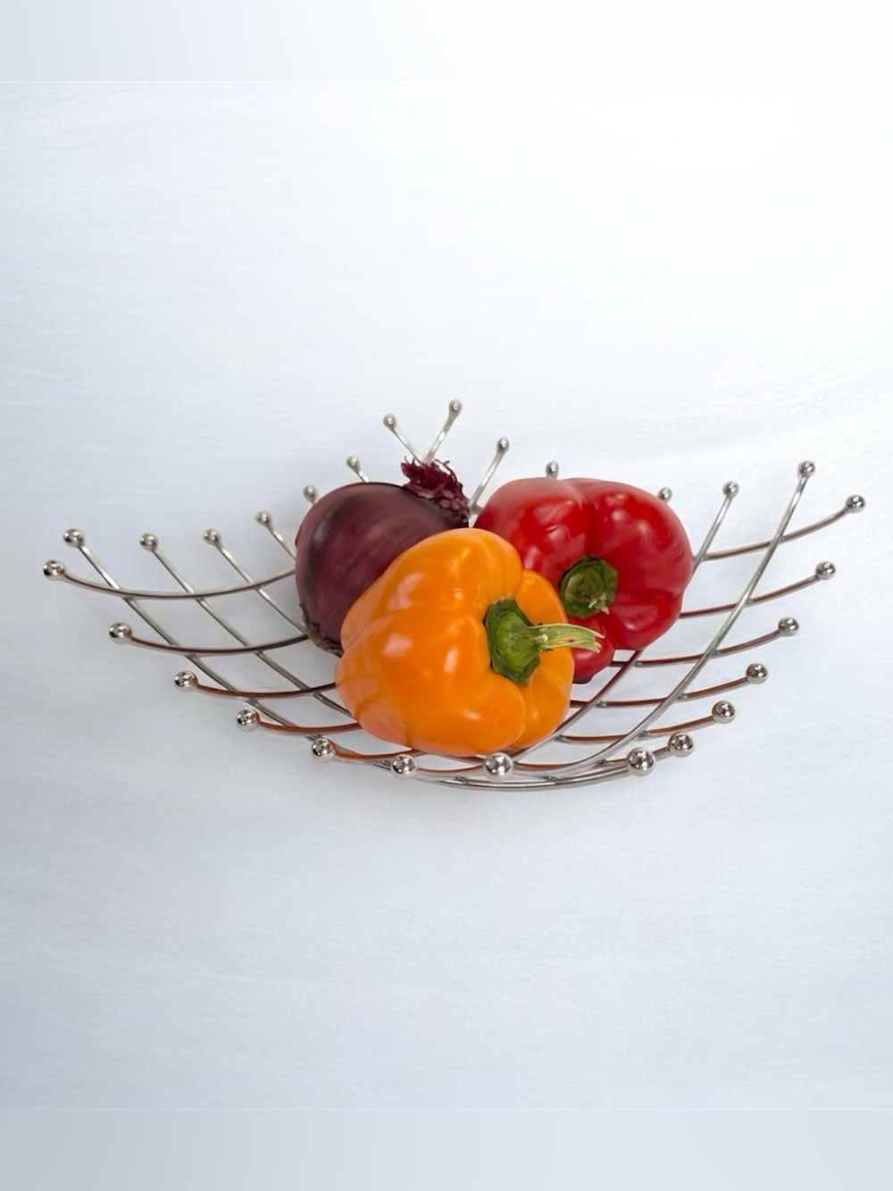 Vintage 90s Ikea Post Modern Chrome Atomic Space Age Wire Fruit Bowl French